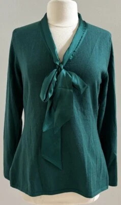 Suéter para mujer J Peterman mezcla de lana con cinta de seda verde talla M Foto 1 de 4