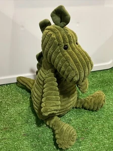 Jellycat London Corduroy Dinosaur Green Plush Doll Ribbed Spiked Great Condition - Picture 1 of 12