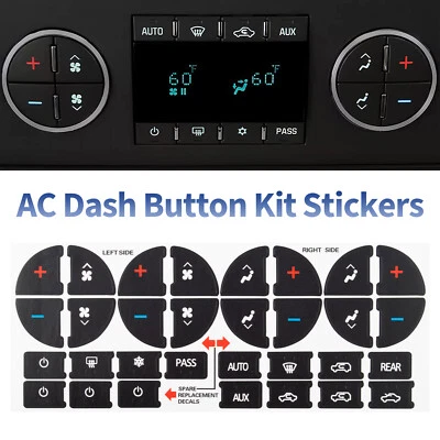 1x AC Dash Button Repair Kit Decal Stickers Replacement For Chevrolet GMC Tahoe - Imagem 1 de 4