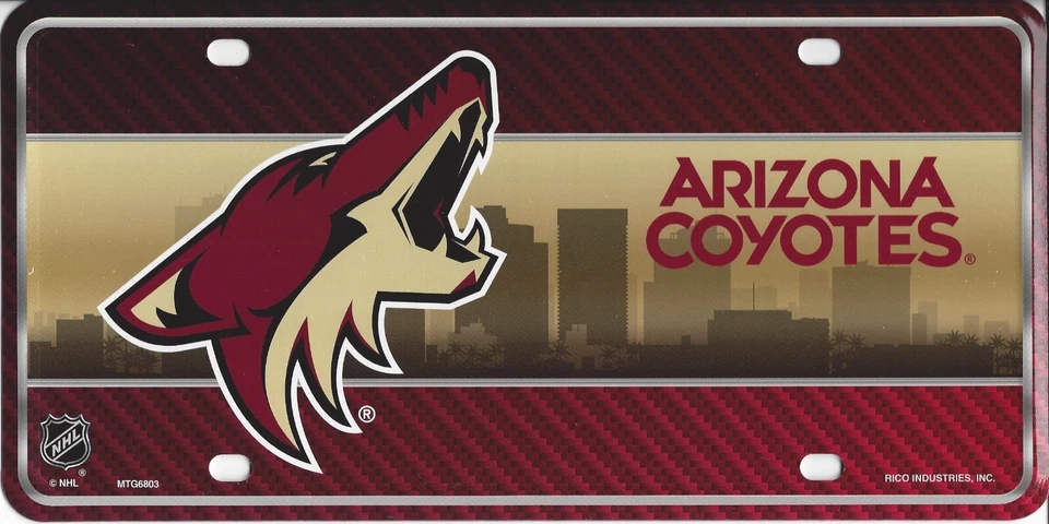 Arizona Coyotes Metal Auto Tag License Plate, City Design, 12x6 Inch - Image 1 of 1