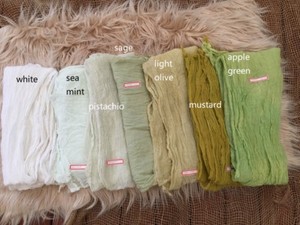 Hand dyed Gauze Cotton GREEN Shades Cheesecloth Baby Wrap Newborn Photo Prop
