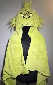 NEW Dr. Seuss Grinch Hooded Soft Plush Throw Blanket w/Hand Pockets 30"x50" - Picture 1 of 8