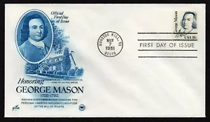 USA, SCOTT # 1858, ARTCRAFT PCS FDC COVER - GEORGE MASON, BILL OF RIGHTS 1981 - Picture 1 of 1