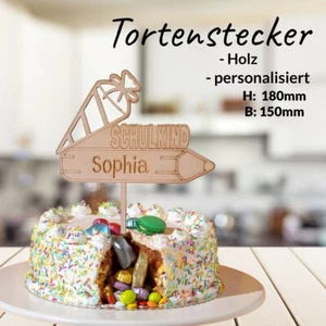 Tortenstecker personalisiert Einschulung Schulanfang Schulkind Ranzen Tortendeko - Bild 1 von 4