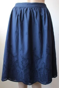 Crew Clothing Company Navy Blue Cotton Embroidered Skirt With Pockets Uk 8 - Picture 1 of 8