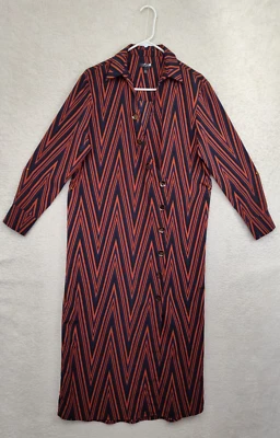 Maxi Vestido Topshop Mujer 8 Azul Geométrico Mezcla Poli Con Botones Manga Larga Foto 1 de 4