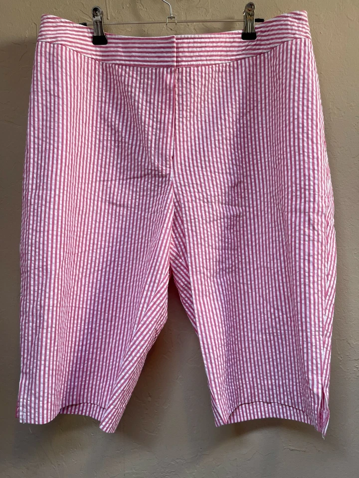 Bermudas Pantology Mujer Cintura Alta Rosa Blanco Rayas Talla 14 Algodón Foto 1 de 4