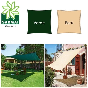 Vela ombreggiante tenda da sole telo QUADRATA RETTANGOLARE 5x5 4x6 3x3 3x4 m - Foto 1 di 16