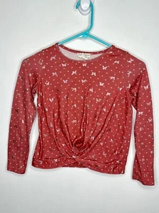 Emma & Elsa Soft Twist Front Top Girls Size Small 7-8 Mauve Pink Long Sleeve - Picture 1 of 4