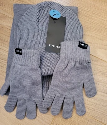 Firetrap Designer Hat Scarf & Gloves Set for Juniors - Autumn/Winter/Warm/Cosy