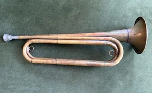 Antique U.S. Regulation Made In USA Bugle Orig.Patina Nickle Plated Mouthpiece - Picture 1 of 15