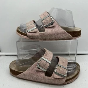 Birkenstock Sandals Womens 38 US 7 Arizona Pink Wool Felt Fleece Slides  - Picture 1 of 8