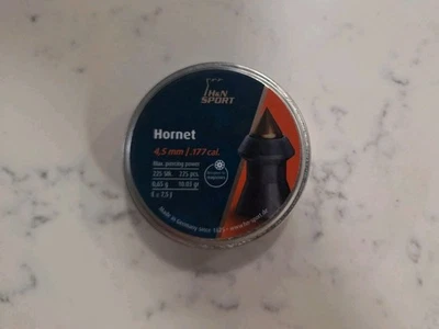H&N Hornet Pointed Airgun Pellets .177 Caliber 10.03gr Tins Of 225 - Image 1 of 2