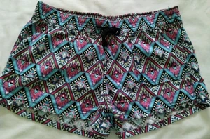 NW WOMEN'S ARIZONA MULTI COLOR AZTEC ELASTIC WAIST PULLON SUMMER CASUAL SHORTS M - Picture 1 of 12