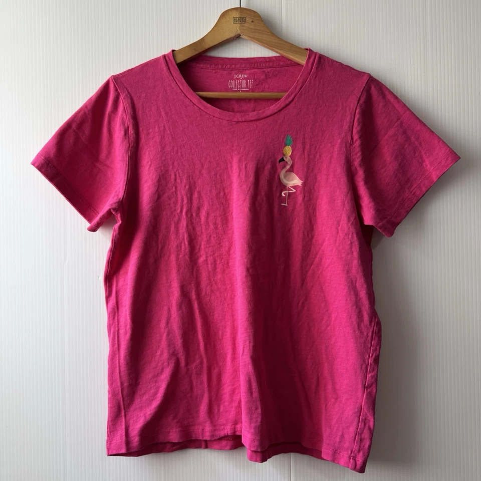 J. Crew Factory Women's "Flamingo w Pineapple" Collector's T Shirt Pink Sz L - Image 1 of 4