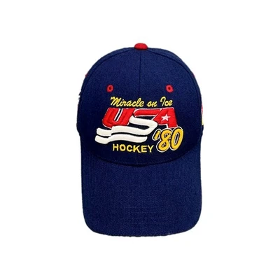 Gorra de béisbol Zephyr Miracle On Ice EE. UU. 80 hockey para hombre talla única azul con tirantes Foto 1 de 4