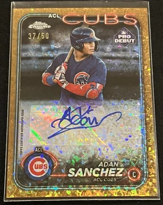 2024 Topps Chrome Pro Debut Adan Sanchez #PDC-42 Gold Auto /50 Chicago Cubs - Image 1 of 4