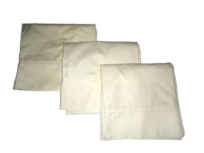 COSTCO CHARISMA IVORY CREAM SATEEN WRINKLE SHIELD (3) KING PILLOWCASES 20 X 39 - Image 1 of 4