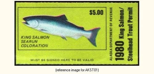 HALFPRICEFISH Alaska 1980 Salmon/Trout Stamp $5.00 - Image 1 of 1