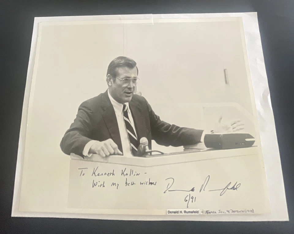 SEC. OF DEFENSE DONALD RUMSFELD:  Signed Political Leader Photo 8 x 10”/ KSK - Image 1 of 4