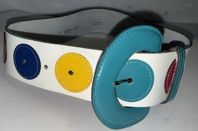 DE COLECCIÓN NUEVO CALDERÓN CINTURÓN ANCHO AÑOS 80 RETRO NUEVA OLA NUNCA USADO PUNTOS MULTICOLOR Foto 1 de 4