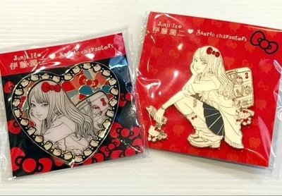 Junji Ito x Hello Kitty Herz Pin Anstecker Metall Sanrio Collab 75 mm Japan Neu - Bild 1 von 4