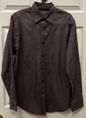 GAP PREMIUM Long sleeved button front Gray Purple White Mens Shirt size M EUC - Image 1 of 4