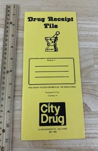 Stadt Drogen Apotheke Quittungsmappe Heft Werbung RX für Steuerabzüge Promo - Bild 1 von 6