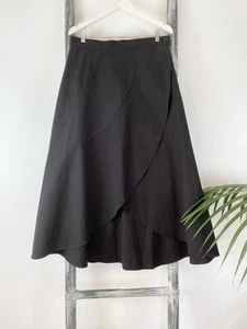 Alpha60 Black A-Line Midi Wrap Skirt - Size L (Fit Size 12 to 14) - Picture 1 of 4
