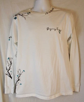 Camiseta STREETWEAR Reigning Fury Para Hombres Manga Larga Blanca Brillo Calaveras Ramas Med Foto 1 de 4