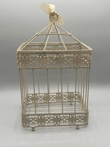 Decorative Cream Colored Metal Birdcage Top Open 7” Tall 6” Wide 4.5” Narrow - Picture 1 of 10