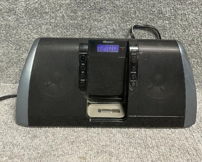 Memorex Mi3020-BLK Desktop iPod Dock Speaker 🎵 With Digital Clock ⏰ Black - Image 1 of 4