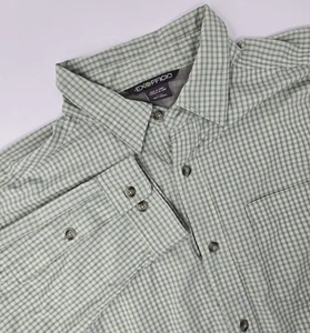ExOfficio Shirt Mens XL Green Gingham Check Botton Up Vented Hiking Outdoor - Picture 1 of 10