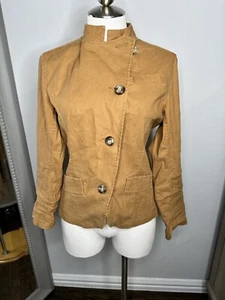 Sundance Womens Journeyer Jacket Brown Button Belted Pockets Stretch Petites S - Picture 1 of 5