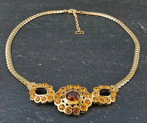 CHRISTIAN DIOR Collier, strass colorati, placcato oro, NOS (S 6112) - Foto 1 di 5