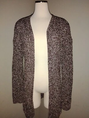 Cárdigan Suéter Tejido Frontal Abierto Talla Mediana Larga Talla Express con Bolsillos Borgoña  Foto 1 de 4