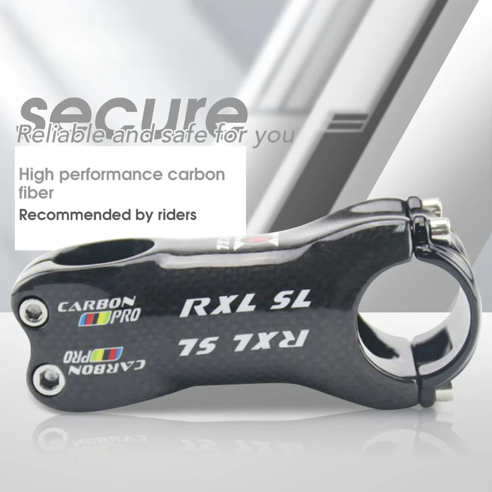 Carbon Fiber Stem 28.6/31.8mm 6 17 Degree for Road/MTB Bicycle 3K Gloss Parts - Image 1 of 4