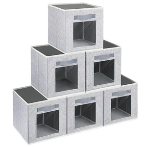 Linen Closet Organizers And Storage 6 Pack Cube Storage Bins With Handle Fabric - Picture 1 of 7