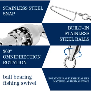 Stainless Ball Bearing Fishing Swivels Snap Rolling Sea Connector 20/50/ 100Pcs - Picture 1 of 35