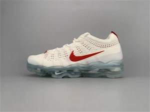 Nike Air VaporMax Flyknit 2023 White Red Size7-12 Shoes - Picture 1 of 10