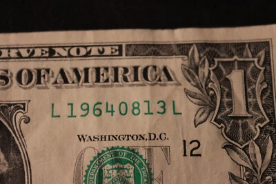 ONE DOLLAR FANCY BIRTHDAY/ANNIVERSARY NOTE [AUG 13, 1964]  SN # L 19640813 L - Image 1 of 3