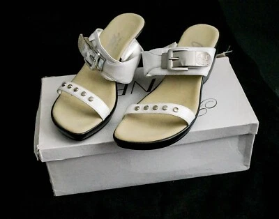 Nueva sandalia de cuña de cuero blanca Onex Edie talla 10 9 nueva con caja Foto 1 de 4