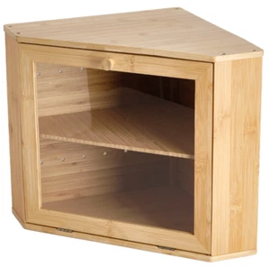 Corner Bamboo Bread Bin Double Layer Kitchen 2 Tier Storage Box Food Container - Picture 1 of 31