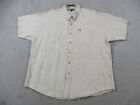 Ralph Lauren Chaps Shirt Mens 2XL XXL Beige Linen Blend Short Sleeve Casual