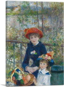 ARTCANVAS Two Sisters - On the Terrace Canvas Art Print by Pierre-Auguste Renoir - Picture 1 of 14