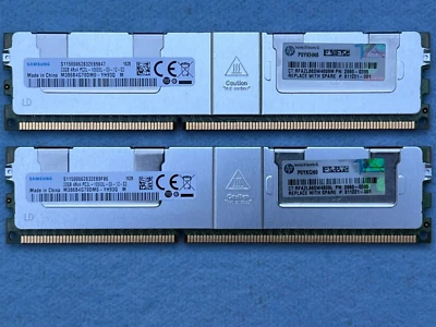 HP 64GB 811221-001 (2x 32GB) 4RX4 PC3L-10600L ECC Reg Memory 2660-0395 - Image 1 of 2