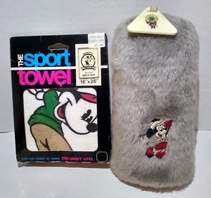 2 Vintage Mickey Mouse Disney Golf The Sport Towel NEW & Head Cover 1981 Devant - Picture 1 of 19