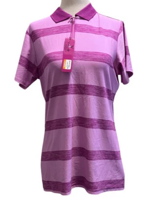 Polo Antigua Mujer 1/4 Cremallera Equity Desert Dry Rosa Púrpura Rayas Talla Mediana Foto 1 de 4