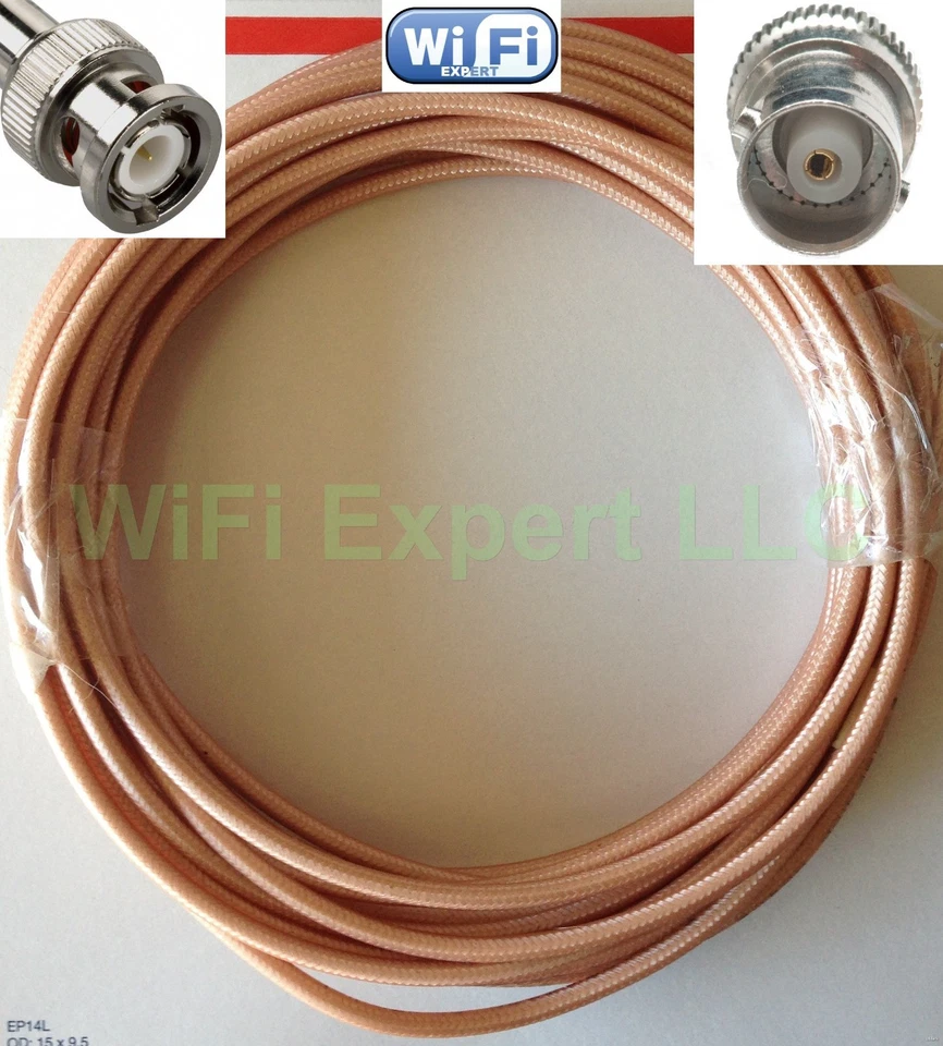 RG400 Silver Coated COAX RF CABLE BNC MALE FEMALE Straight Angled 10-30FT - Image 1 of 1