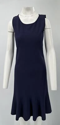Vestido Salvatore Ferragamo Azul Marino Sin Mangas Vendaje Midi Peplum Dobladillo Talla S  Foto 1 de 4